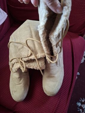 Route 66 Tan Faux Suede Shearling Lace-Up Cold-Weather Boots